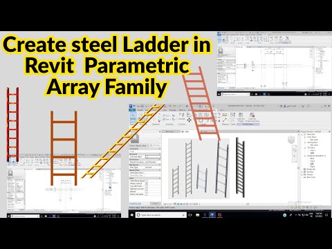 Create steel Ladder in Revit  Parametric Array Family #aeccad