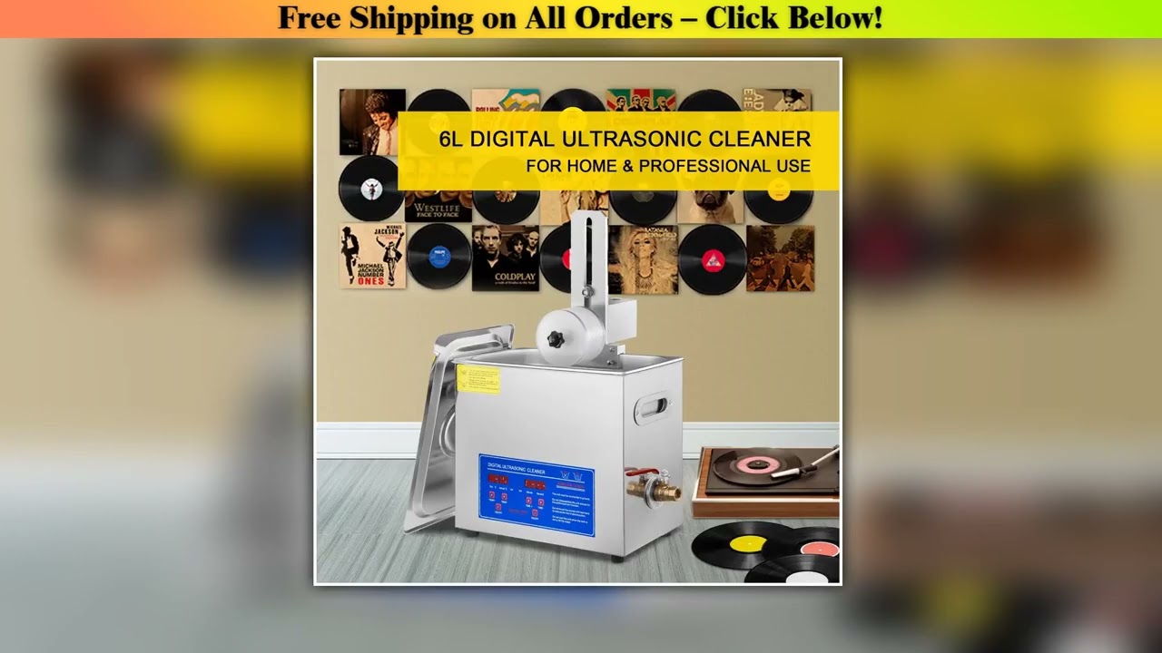 SIHAO Ultrasonic Vinyl Cleaner  2.85-6L 7-12 Inch Knob Control 8 Records Ultrasonic Vinyl Cleaning