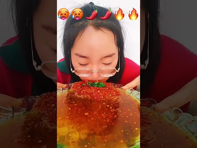 [ASMR] Super spicy noodles Eating challenge 🥵🥵 #food #shorts #yummy #asmr #mukbang #eating #spicy class=