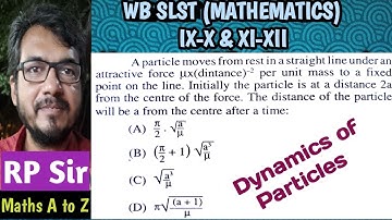 A particle moves from rest in a straight line under the attractive force (mu)/(distance)^2 per unit