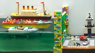 Lego Dam Breach Experiment  Tsunami Caused Lego Boat Crash & Lego Titanic Sinking