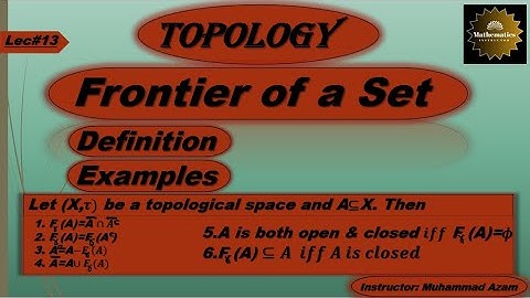 Topology||Lec#13||Frontier or Boundary of a Set||Definition+Examples+Theorem||Mathematics Instructor