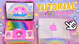 ✨️Paper DIY✨️ My Melody MacBook Pro, Paper Laptop Apple TUTORIAL ✨️ Pink Theme