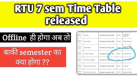 RTU 7 sem Exam time table released 2022 | RTU Exam time table | RTU latest update today