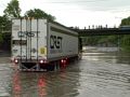 Truck driving through water on I-40 near TSU Nashville