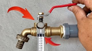 حيل اعمال السباكة فكرة اصلاح حنفية المياة  بنفسك/ سر المهنة اصلاح الصنبور  repair metal water lock