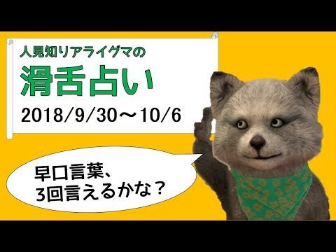 【人見知りアライグマの滑舌占い011】早口言葉、3回言えるかな？