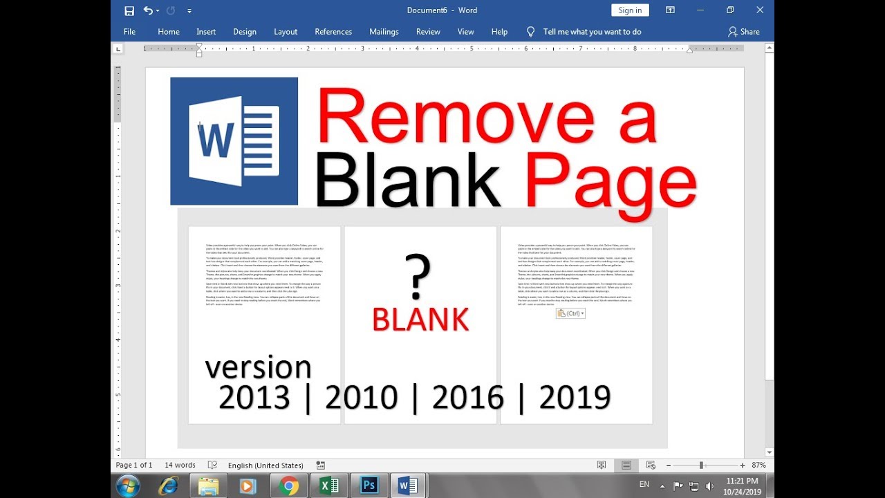 How to delete a blank page in word 2010 2013 2016