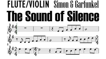 The Sound of Silence Flute Violin Simon and Garfunkel Sheet Music Backing Track Play Along Partitura