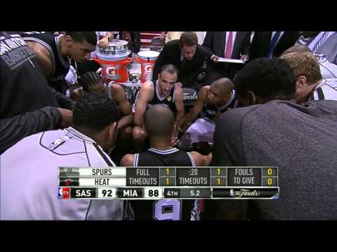 Tony Parker takes over San Antonio timeout - Spurs @ Heat, Game 1