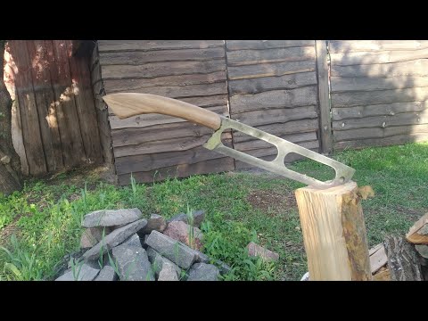 Нож без ковки и гриндера  из старой шины бензопилы Урал. (knife without forging and grinder)