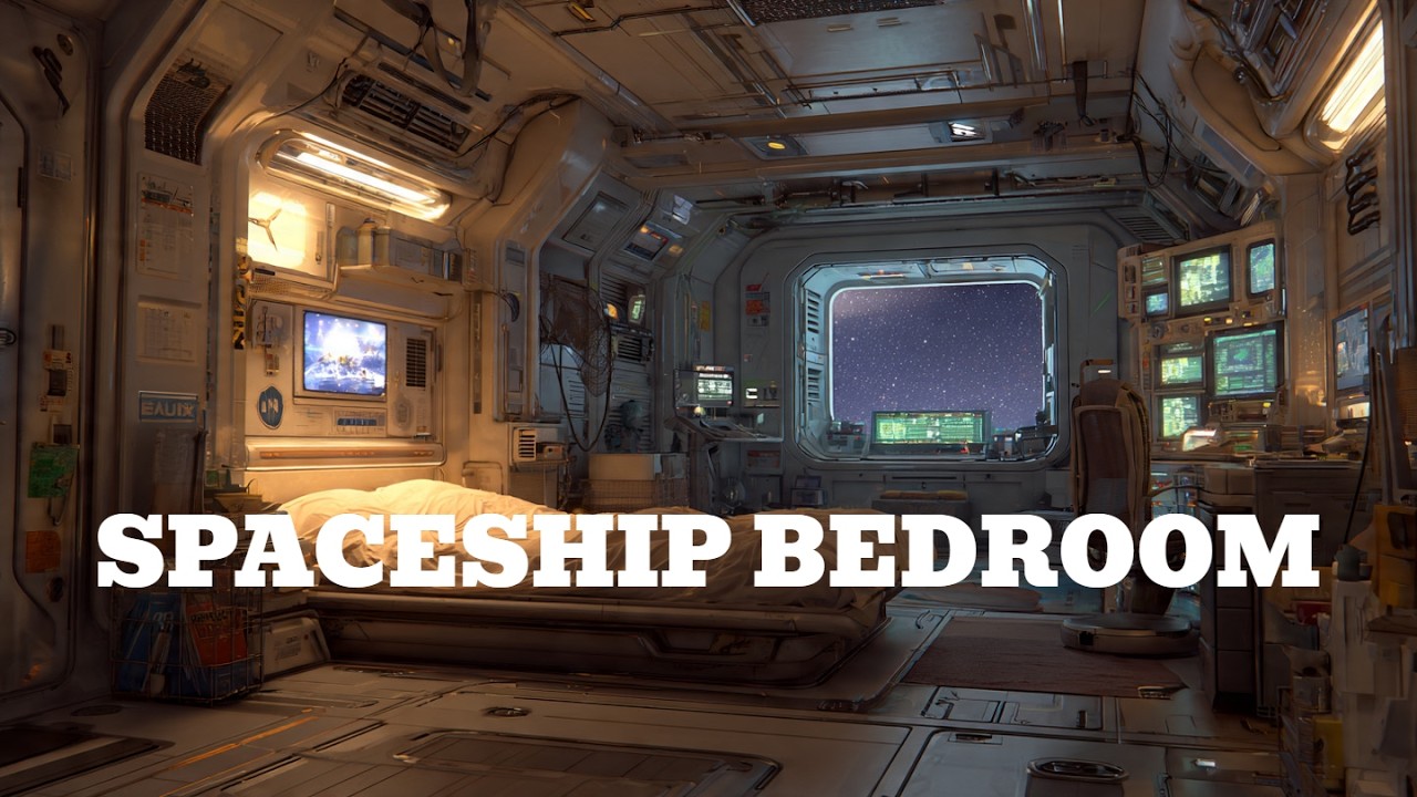 Ambient cozy spaceship bedroom - White noise - Sleep , Study , Chill ...