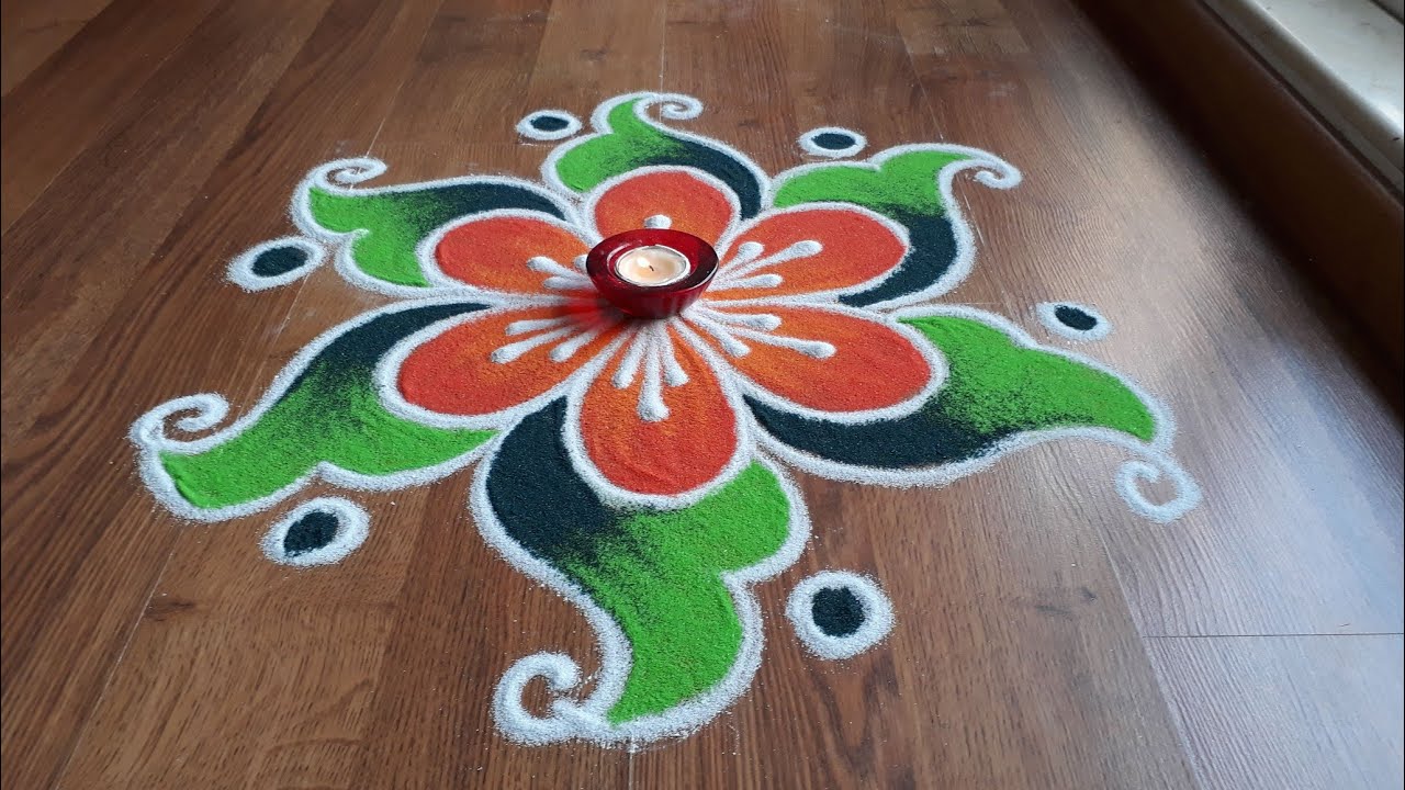 Simple , Easy and Quick freehand Rangoli designs with colours ...