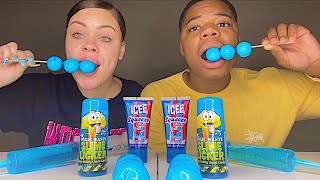 Asmr Blue Food, Planet Gummy Jelly, Sour Gel Shooter, Rolling Candy Mukbang Eating Sounds