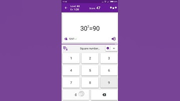 Math Tricks - Training mode - square numbers between 30 and 39 - level 083 (Number Keyboard)
