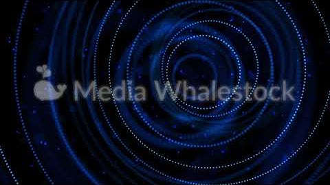 Abstract glowing dots forming tunnel of blue circles. Animation. 3D circles of small particles