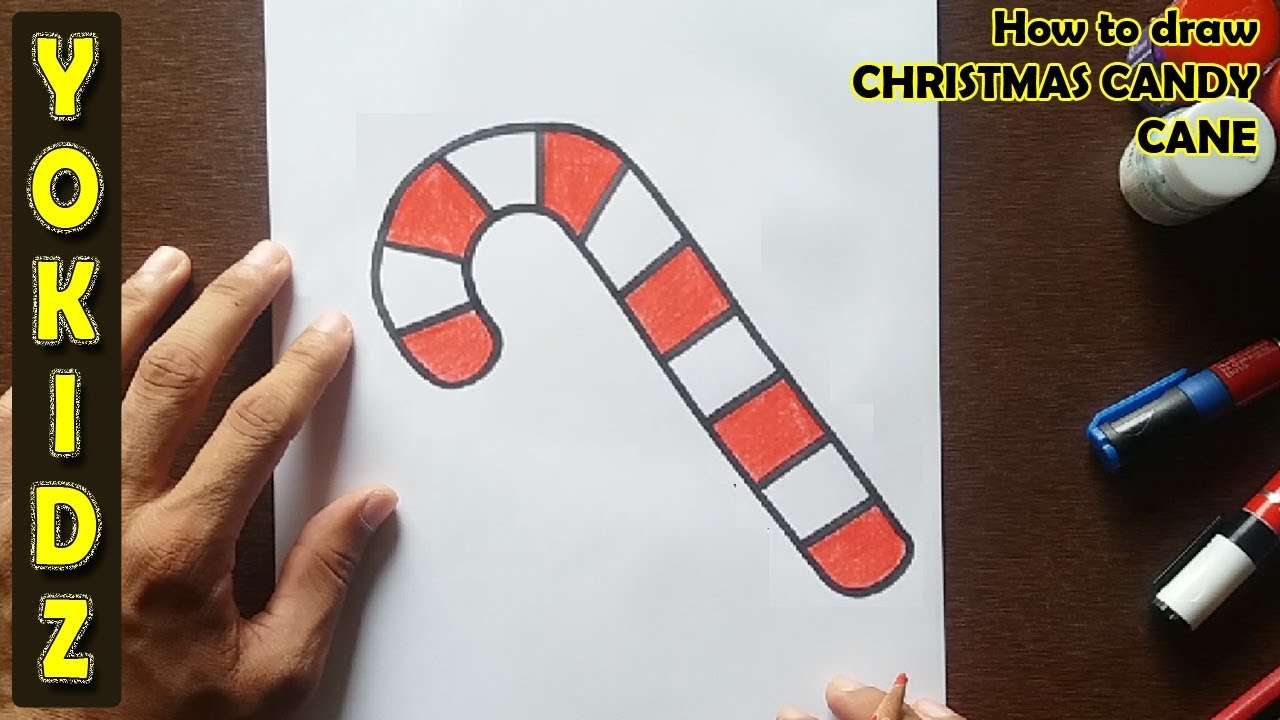 How to draw a CHRISTMAS CANDY CANE step by step YouTube