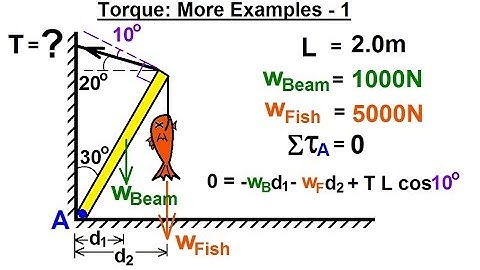Physics 15  Torque (19 of 25) More Examples: 1 T=? of Cable Holding Fish