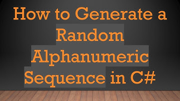 How to Generate a Random Alphanumeric Sequence in C#