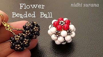 ⚜️How to make a Flower Bead Ball || Beaded ball Earrings & Charm Tutorial Diy (0412)