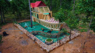 Build boat villa house beautiful & Swimming Pool & Fish pond : (Full Video)
