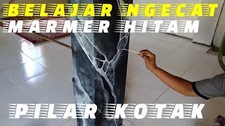 cat mamer hitam pilar kotak / painting black marble