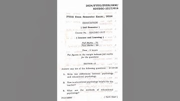 "EDUDSC-151" 2024 #assamuniversitysilchar #questionpaper #fyug #education #firstbatch #2ndsem.