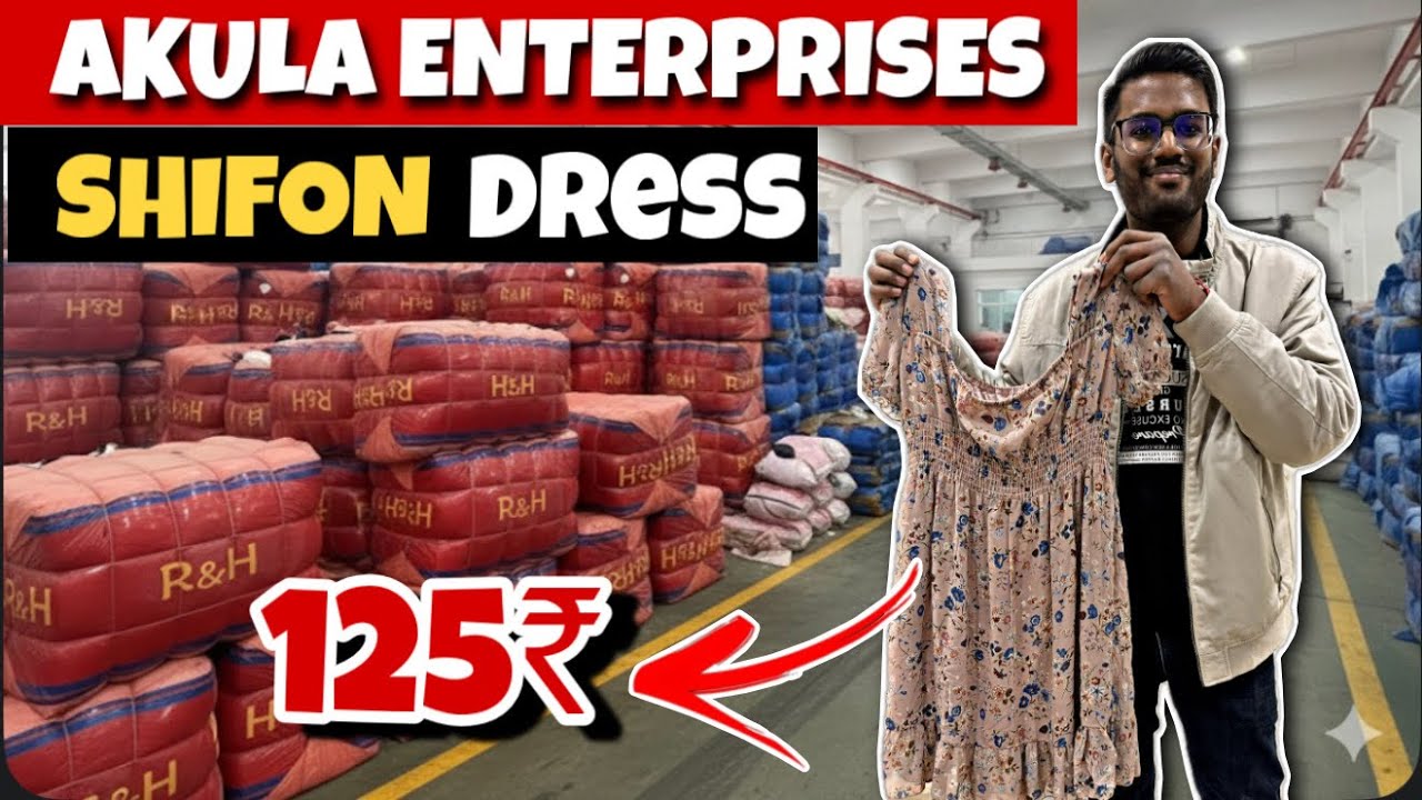 80₹ girls dress & 125₹ Korean shifon top || Export surplus clothes Panipat || thrift cloth wholesale