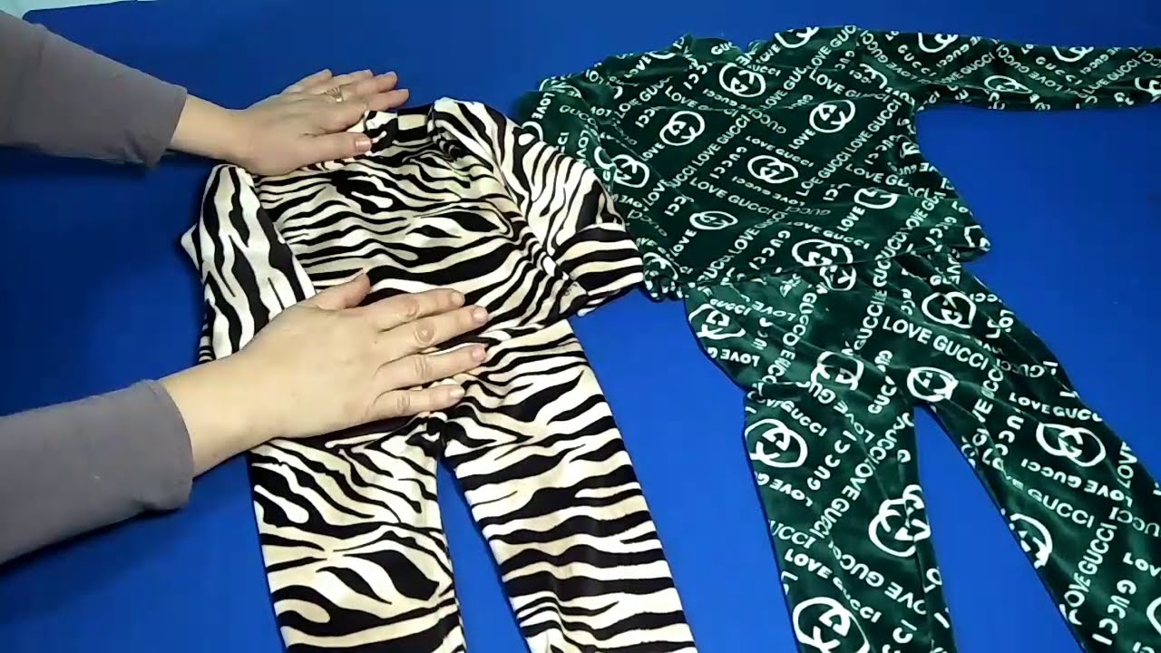 خياطة وتفصيل بيجامة بقماش القطيفة للاطفال بعمر سنة الى سنة ونصف