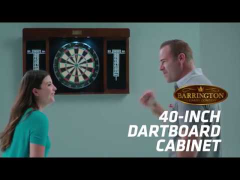 40 Inch Dartboard Cabinet Play Game Room Home Sports Dart Board LED Light Fun 