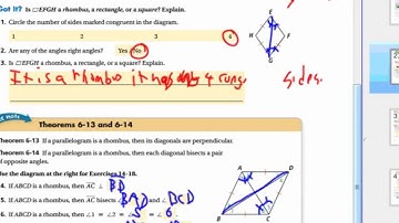Geometry Section 6.4 - Properties of rhombus, rectangle and square