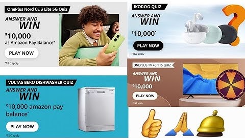 Amazon Voltas Beko Dishwasher Quiz|Amazon OnePlus Nord CE 3 Lite 5G Quiz|Amazon IKODOO Quiz Answers