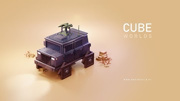 Cube Military Vehicle ( Cube worlds 06 ) Default Cube Modeling & Rendering Process | Blender 3.0