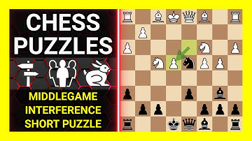 Chess Puzzles to Practice. Themes: Middlegame, Interference, Short puzzle. Learn Chess