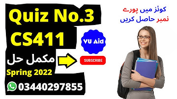 cs411 quiz 3 2022 | cs411 quiz 3 spring 2022 | cs411 quiz 3 solution spring 2022