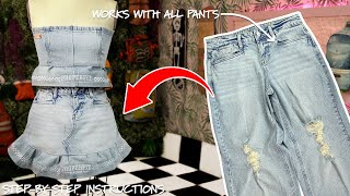 DIY Denim Ruffle Skirt and Top | Beginner Upcycle Tutorial | Step-By-Step Instructions
