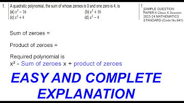 A quadratic polynomial, the sum of whose zeroes is 0 and one zero is 4, is