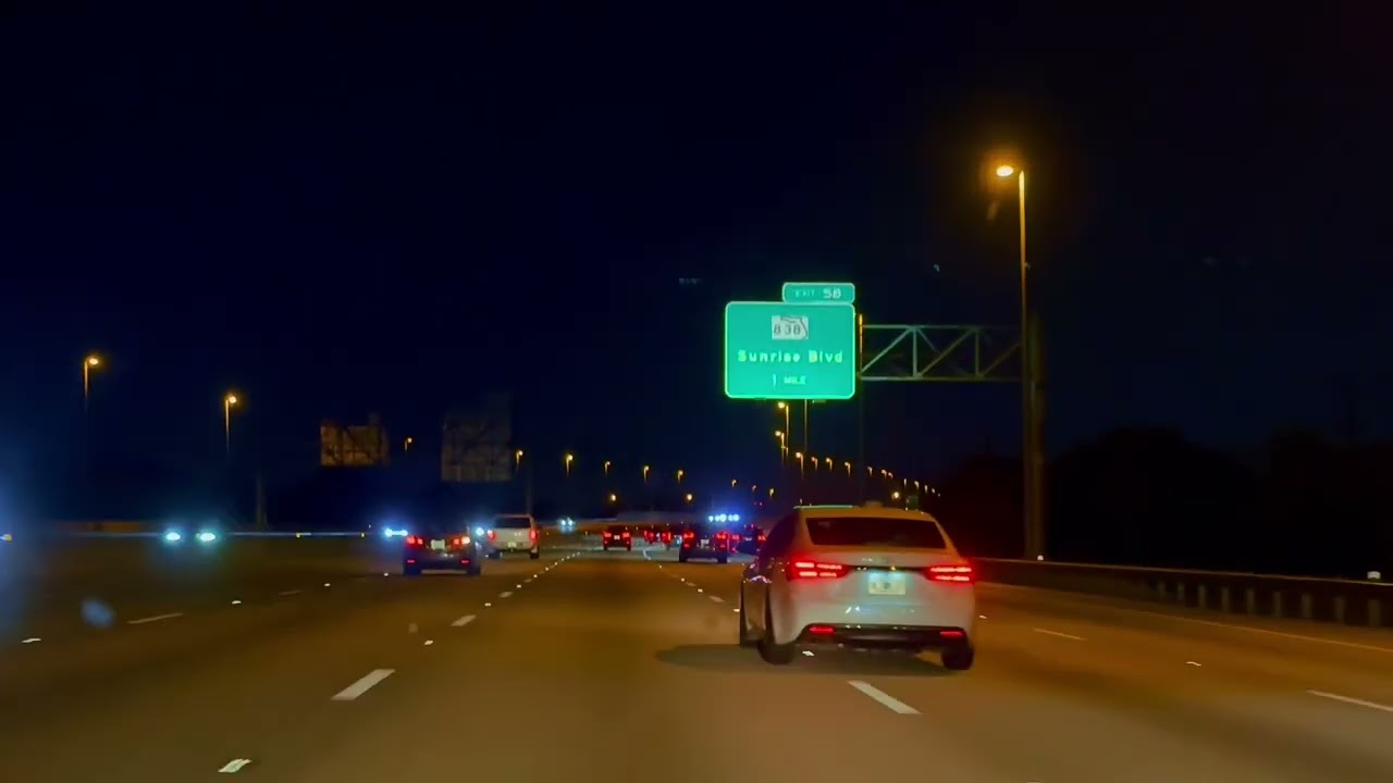 Peaceful Florida night — from Miami to Sunrise city drive ✨