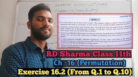 RD Sharma Class 11 Ex. 16.2 Solutions Chapter 16 ( Permutation )|From Q.1 to Q.10 |Part -1