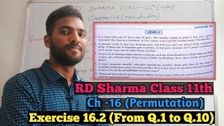 RD Sharma Class 11 Ex. 16.2 Solutions Chapter 16 (Permutation) | Q.1 to Q.10 | Part 1