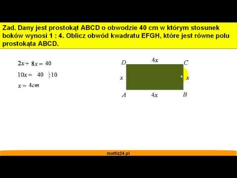 Oblicz obwód kwadratu, gdy podano stosunek boków - Zadanie - Matfiz24.pl