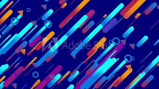 Video Stock - Multicolored lines circles and triangles animated on blue background, footage