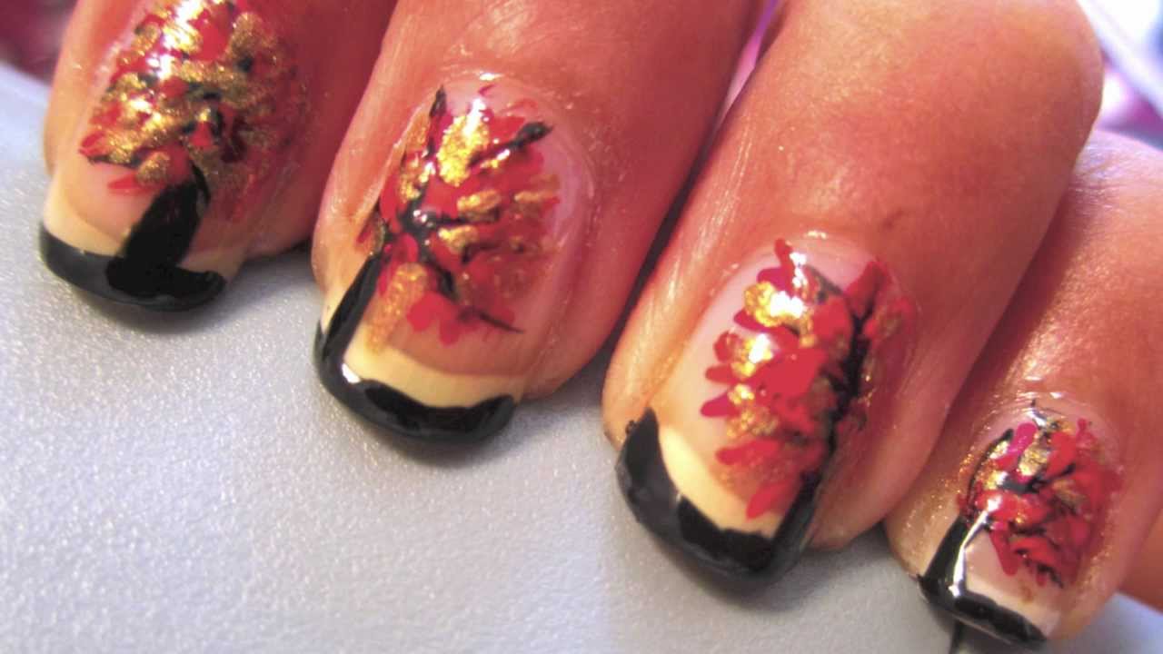 1. Easy Fall Leaves Nail Art Tutorial - wide 7