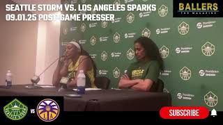 Skylar Diggins & Nneka Ogwumike Seattle Storm Postgame Presser Vs. Los Angeles Sparks 09.01.25