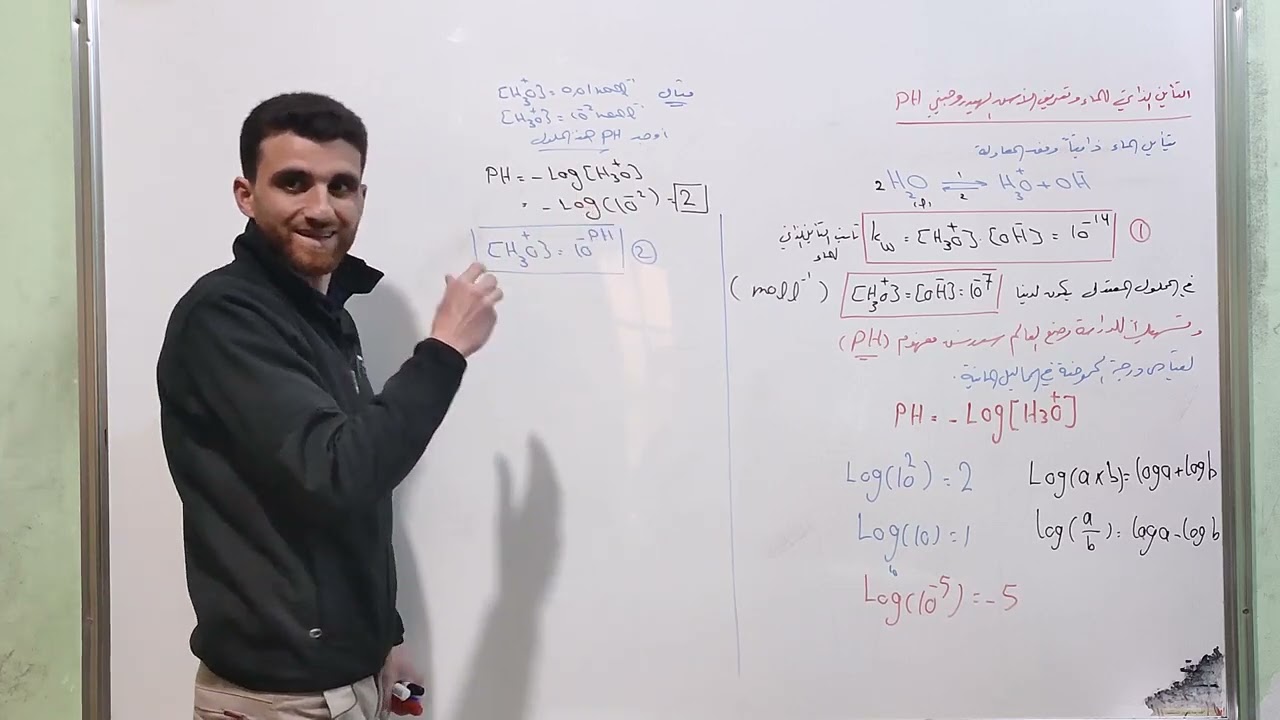 الحموض والاسس ( الجزء الثالث ) التأين الذاتي للماء وpH المحلول