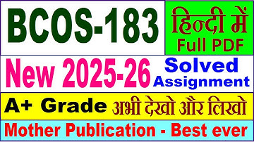 BCOS 183 solved assignment 2025-26 in Hindi || bcos 183 solved assignment 2026 || ignou bcos183