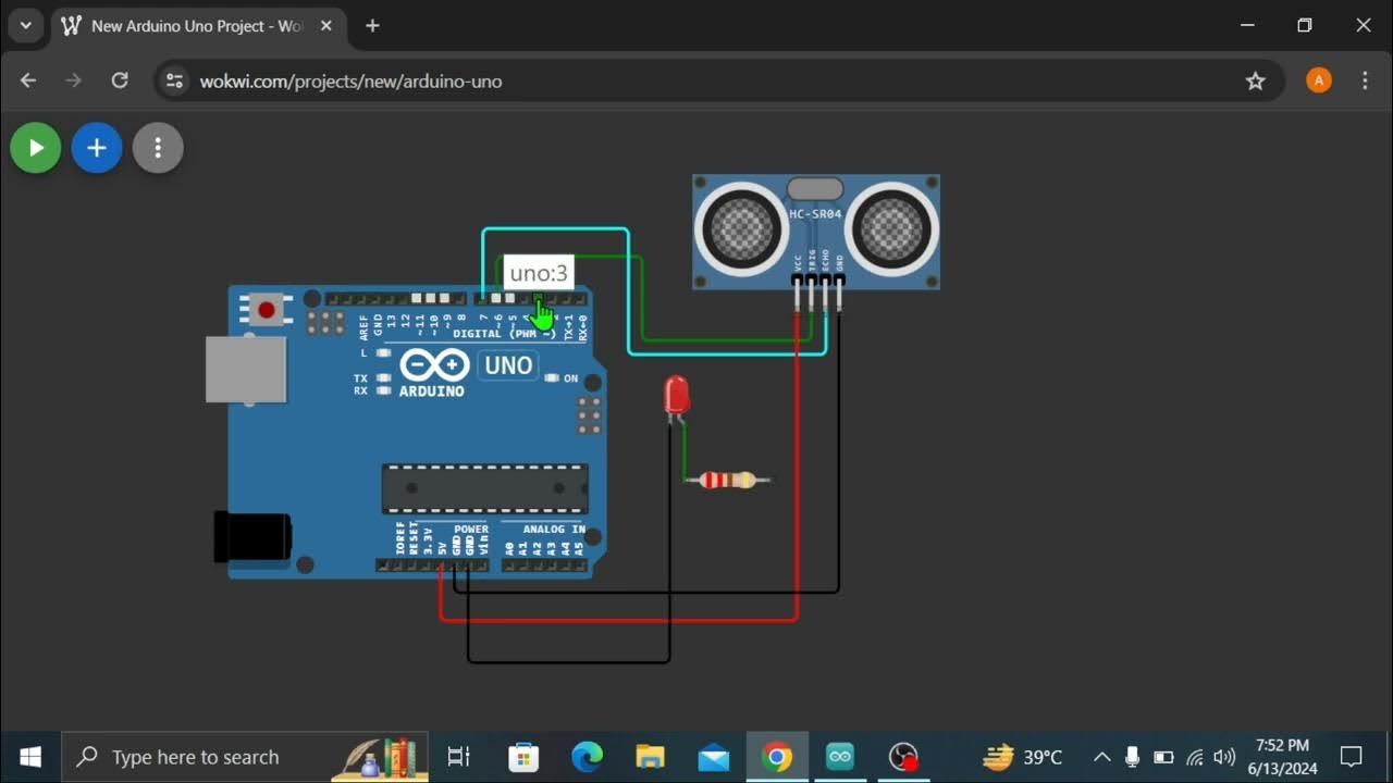 Arduino with ultrasonic sensor+ LED | Wokwi Arduino simulator | Arduino ...