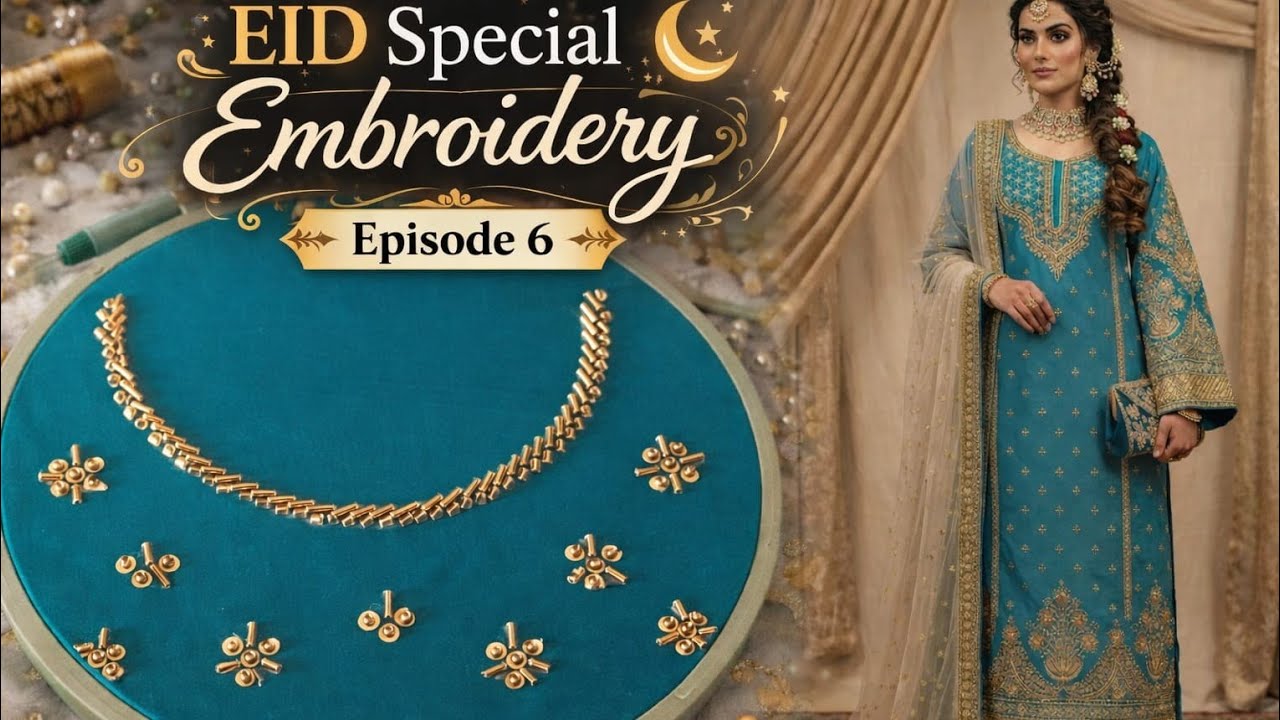 Eid Special Embroidery Outfit Episode 6 | DIY Pakistani Style Long Kurti & Pants 🌙