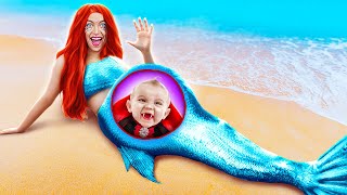 WOW 😱 PREGNANT MERMAID VS PREGNANT VAMPIRE🤰Pregnancy Hacks \& Funny Situations by 123 GO! TRENDS