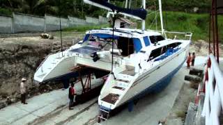 Catamaran Haulout at Holiday Oceanview Marina, Samal Island